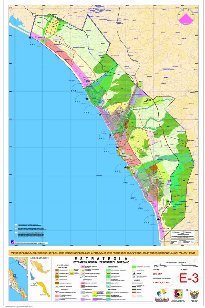 Proposed Coastline Development Plan - Todos Santos, Pescadero, Las Playitas, Baja California Sur, Mexico. Updated August 18, 2007